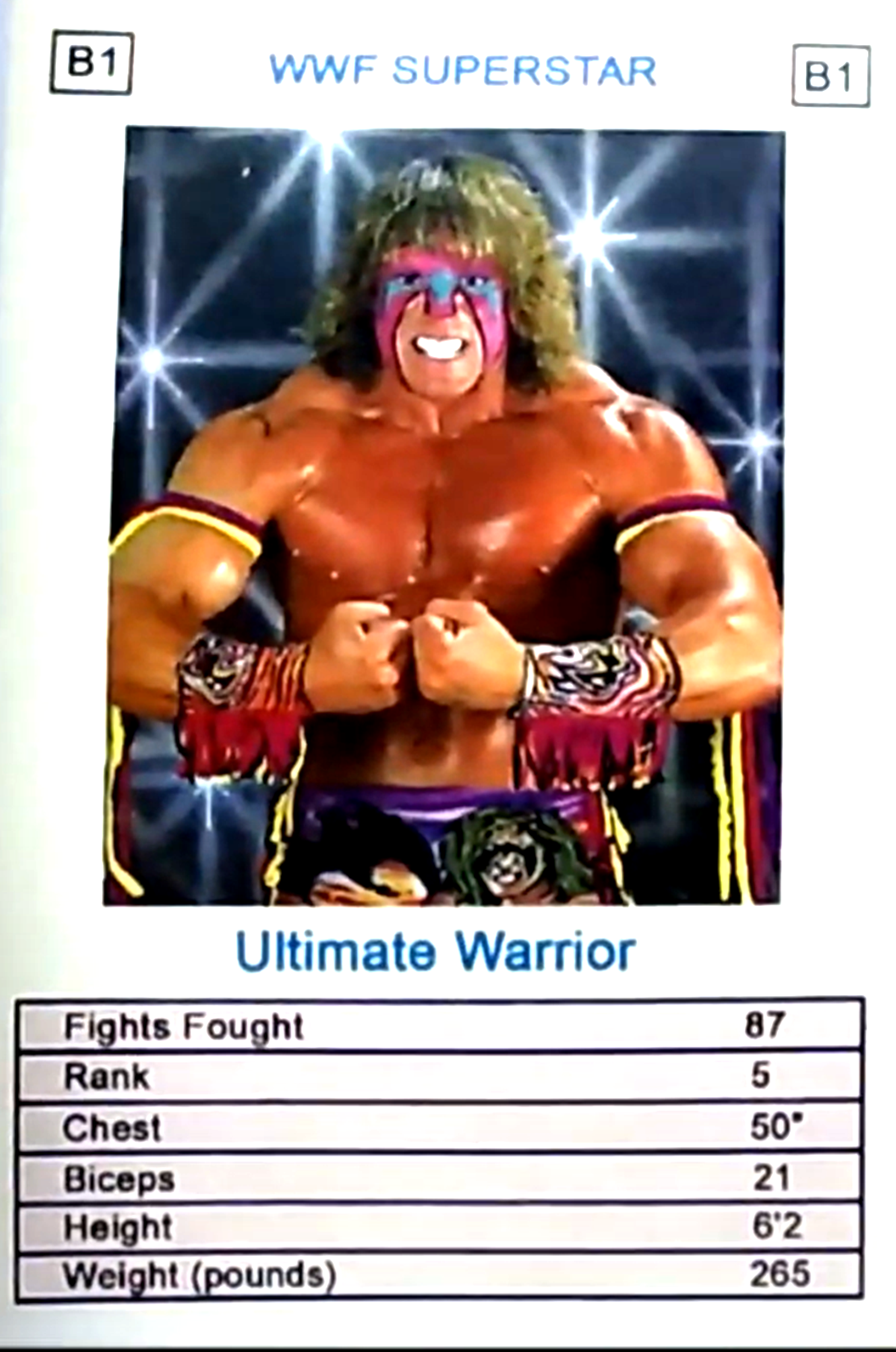 1995 WWF Universal Trump Cards (India) Ultimate Warrior